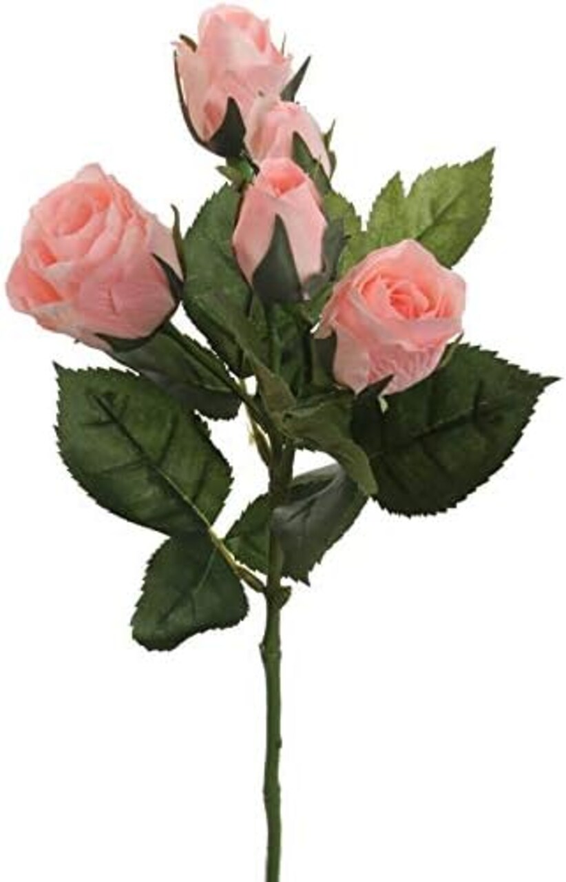 Blushing Beauty: 3-Pack of 16" Pink Rose Sprays with 4 Silk Flowers and 2 Realistic Buds - Perfect for Weddings, Baby Showers, and DIY Floral Arrangements